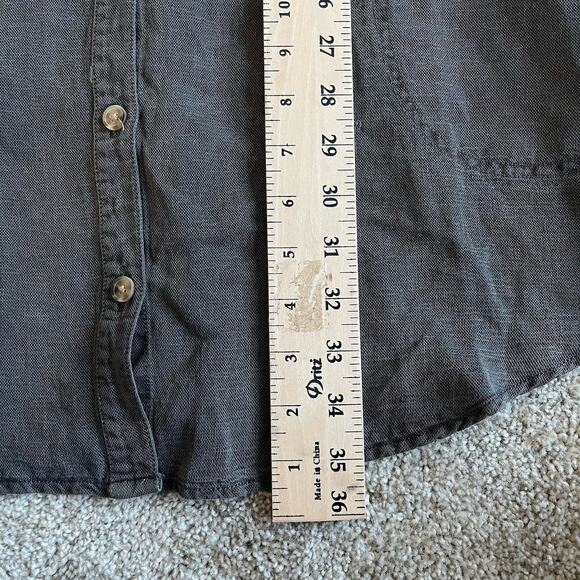 Lucky Brand Short Sleeves Shirt Dress Pockets Linen /Lyocell Size Large Gray - Picture 12 of 12